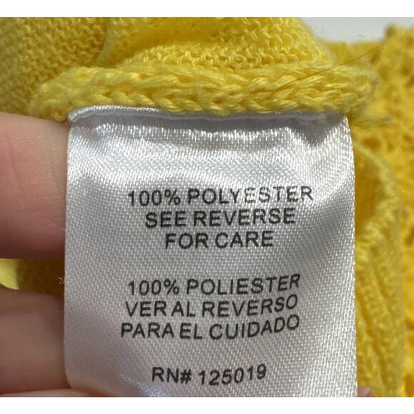 Joseph A Yellow Crochet Sweater Women’s Size Medium Bright Sleeveless Artsy Knit - Picture 6 of 10
